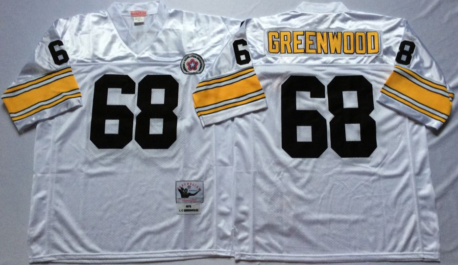 Men NFL Pittsburgh Steelers #68 Greenwood white Mitchell Ness jerseys